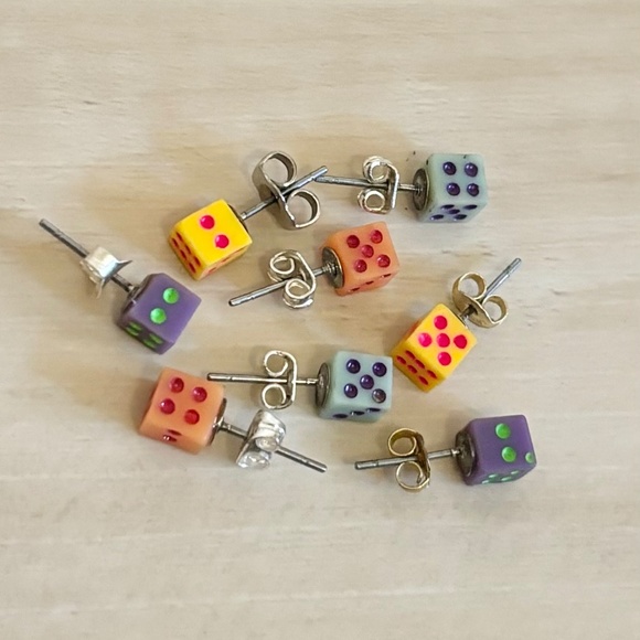 Vintage Dice Earrings 4 Pair Set Bundle 90s Y2K 2000s 00s - Picture 2 of 5